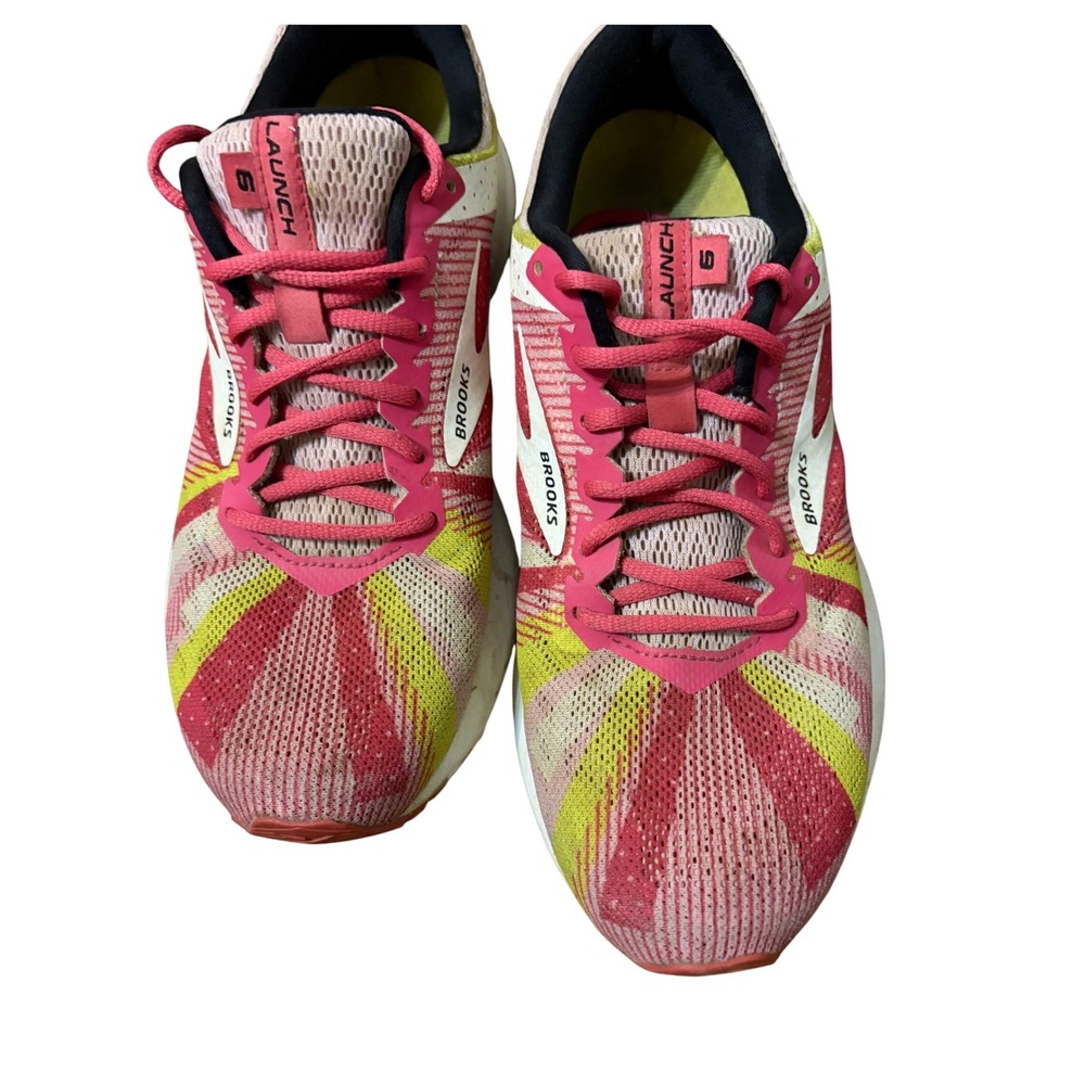 Brooks Launch 6 Run Happy Pink Lime Green Running Shoes Womens 8 1202851B685‎
